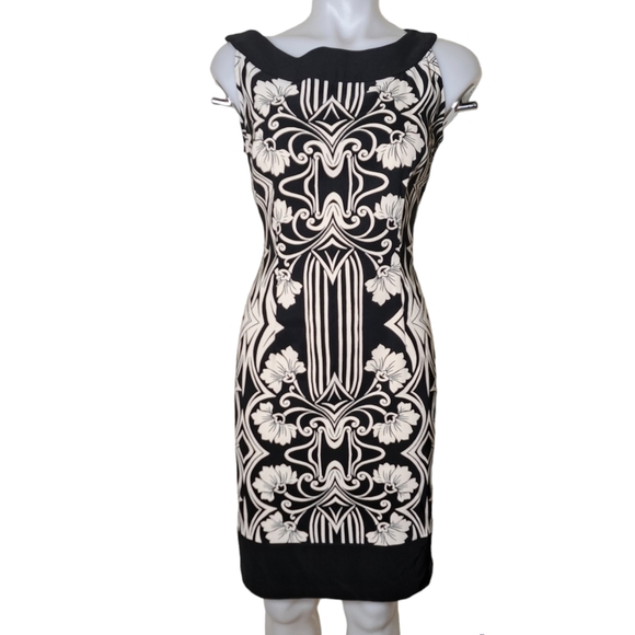 Connect Apparel Dresses & Skirts - Connected Apparel Pencil Cream & Black Women's Sleeveless Dress 10